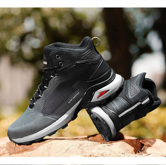 Stevvex men's warm snow boots black/gray high-top waterproof with non-slip sole on Tampa Home & Garden Store