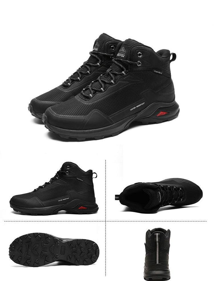 Stevvex men's black winter boots high-top with warm lining and non-slip rugged outsole on Tampa Home & Garden Store