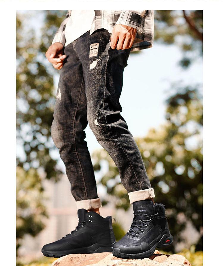 Stevvex men's warm boots, high-top waterproof, black, non-slip sole on Tampa Home & Garden Store