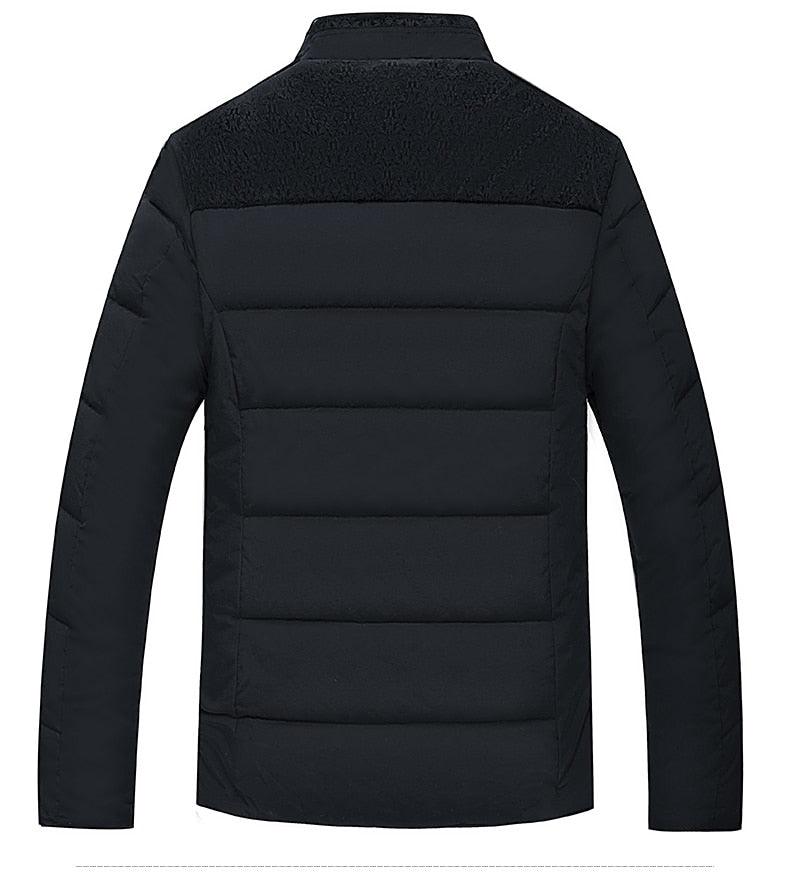 Men's warm winter jacket Stevvex black padded quilted back view on Tampa Home & Garden Store