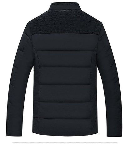 Men's warm winter jacket Stevvex black padded quilted back view on Tampa Home & Garden Store