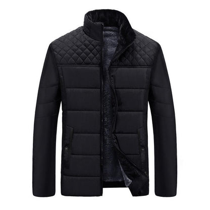 Men's black quilted padded winter jacket Stevvex zip-front high collar pockets on Tampa Home & Garden Store