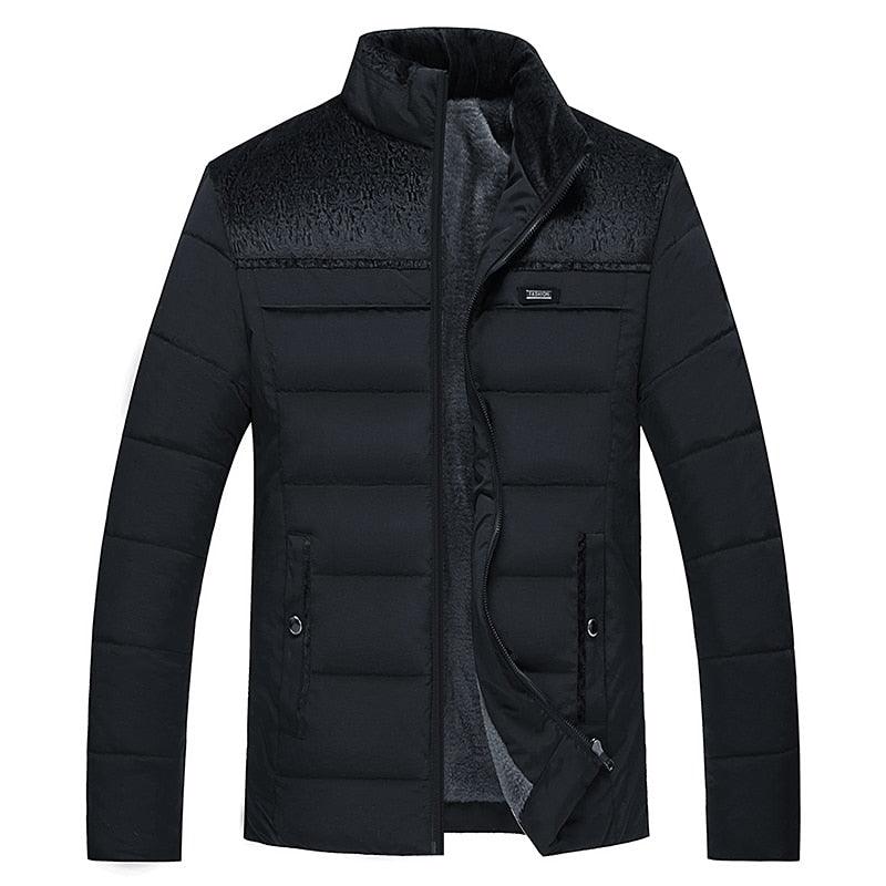 Men's Stevvex black padded puffer jacket with high collar and textured yoke, coats & jackets on Tampa Home & Garden Store