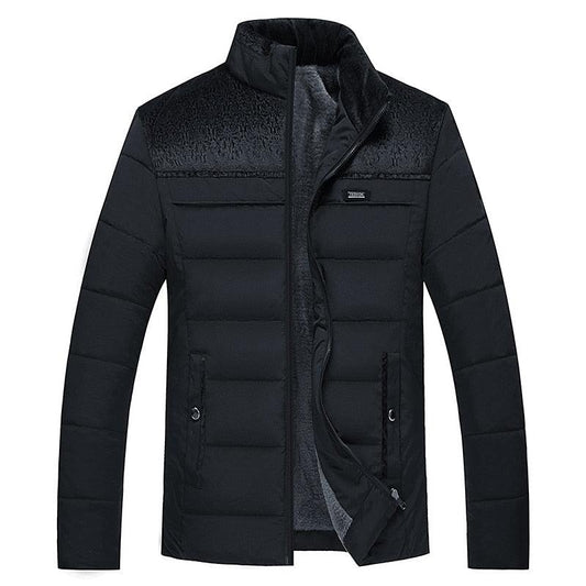 Men's Stevvex black padded puffer jacket with high collar and textured yoke, coats & jackets on Tampa Home & Garden Store