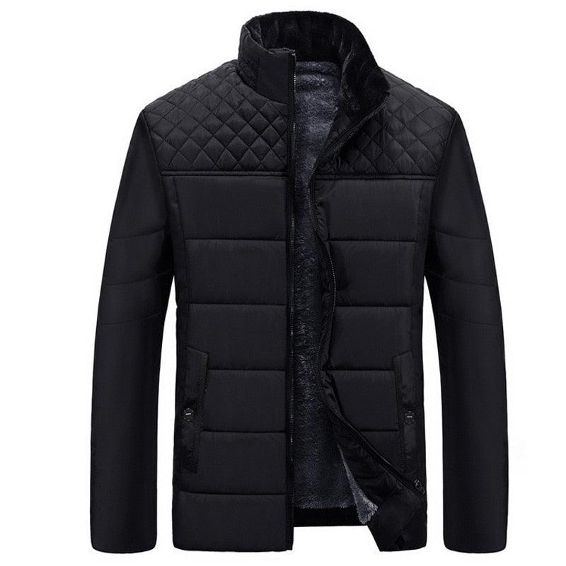 Men's black quilted-shoulder puffer jacket with stand collar, fleece-lined interior Stevvex Coats & Jackets on Tampa Home & Garden Store