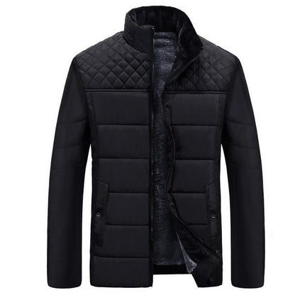 Men's black quilted-shoulder puffer jacket with stand collar, fleece-lined interior Stevvex Coats & Jackets on Tampa Home & Garden Store