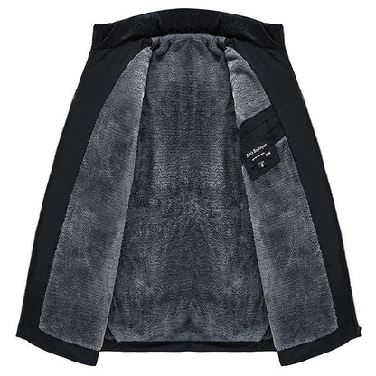 Men's warm padded winter jacket with black exterior and gray plush lining Stevvex on Tampa Home & Garden Store