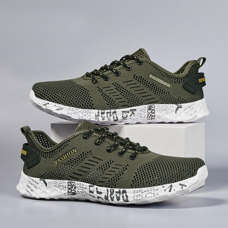 Men's Stevvex water sports sneakers in olive green breathable mesh, quick-dry pair on Tampa Home & Garden Store