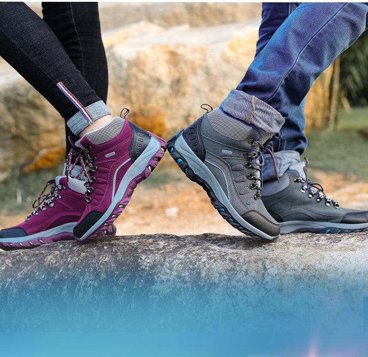 Stevvex ST85SH1245VNG hiking boots pair, gray and purple, lace-up anti-slip outsole for trails on Tampa Home & Garden Store