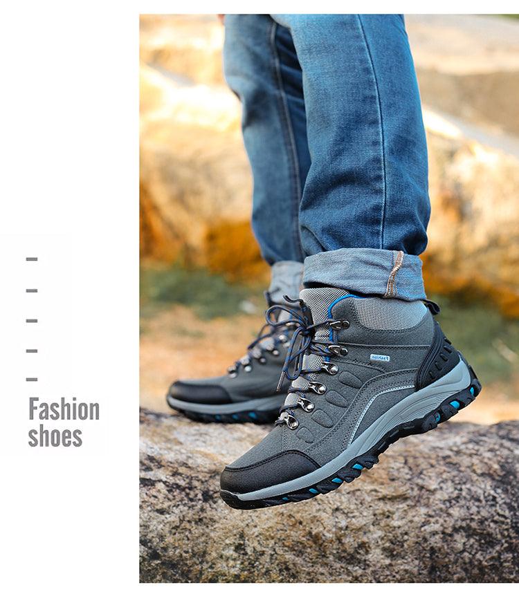 Stevvex hiking boots grey-blue lace-up ankle boots with anti-slip sole on Tampa Home & Garden Store