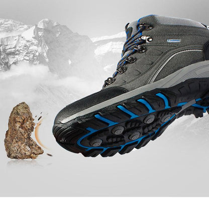 Stevvex outdoor hiking boot gray/black with blue rugged outsole for climbing on Tampa Home & Garden Store