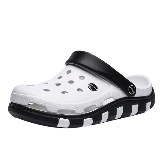 Stevvex white rubber garden clogs with perforated upper and black sole for indoor outdoor use on Tampa Home & Garden Store