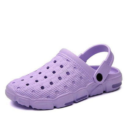 Stevvex lavender rubber garden sandals with back strap, ventilated holes, unisex slip-on on Tampa Home & Garden Store