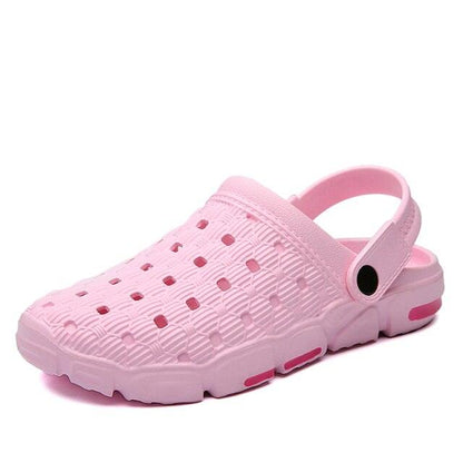 Stevvex pink men's garden sandals with perforated upper and back strap on Tampa Home & Garden Store