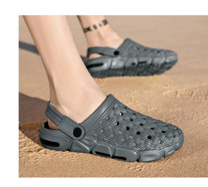 Garden sandals Stevvex men's gray with perforated rubber upper and heel strap non-slip sole on Tampa Home & Garden Store