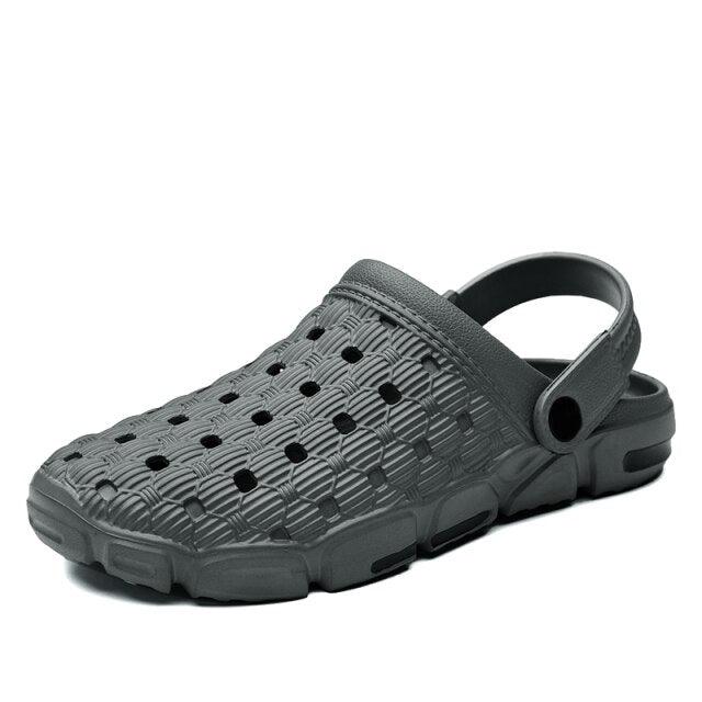 Stevvex men's black rubber garden sandals with perforated upper and back strap on Tampa Home & Garden Store