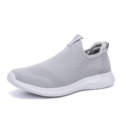 Stevvex men's slip-on sneakers knit mesh gray lightweight athletic shoes on Tampa Home & Garden Store