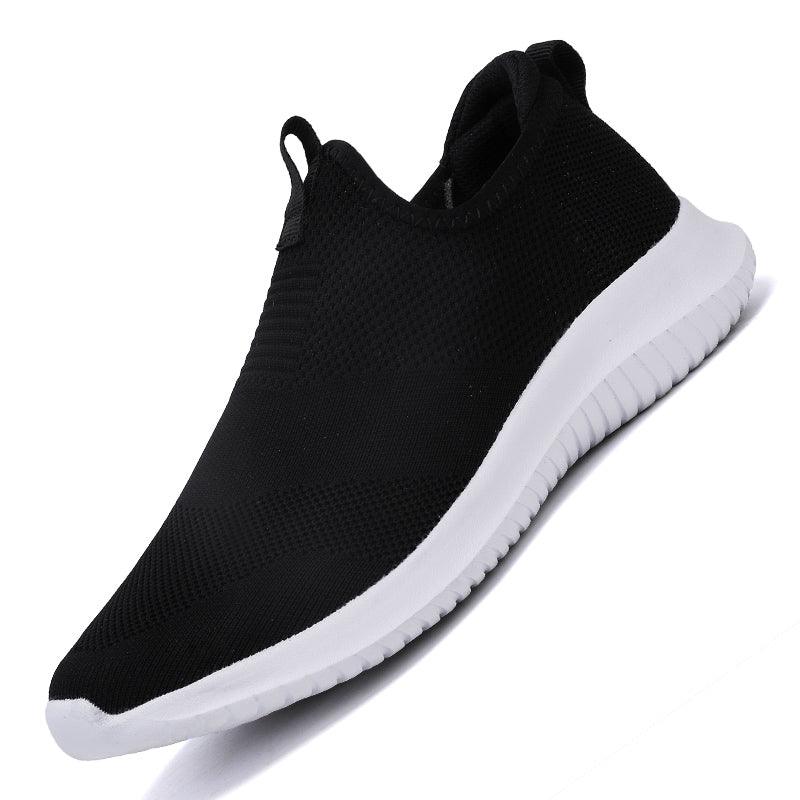 Stevvex men's slip-on sneakers black mesh upper, lightweight casual walking shoes on Tampa Home & Garden Store
