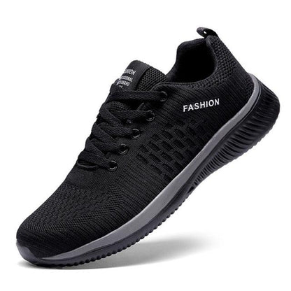 Stevvex men's sport lightweight running sneakers, black knit upper, breathable casual shoes on Tampa Home & Garden Store