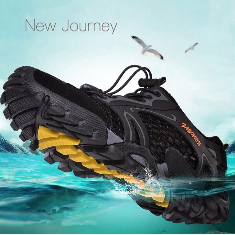 Stevvex athletic hiking water shoes, black upper, yellow outsole, quick-dry wearproof sole on Tampa Home & Garden Store