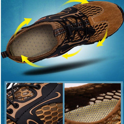 Stevvex brown mesh hiking shoe with wearproof rubber, quick-dry water sport shoe for hiking on Tampa Home & Garden Store