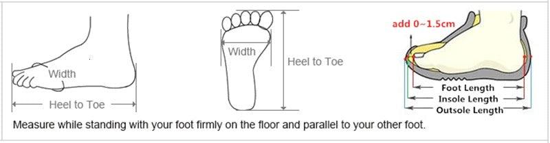 Stevvex athletic water shoes sizing guide with foot width, heel-to-toe, and foot length diagrams on Tampa Home & Garden Store