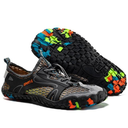Men Sport Mesh Hiking Shoes Stevvex, breathable gray mesh upper with wearproof rubber sole on Tampa Home & Garden Store