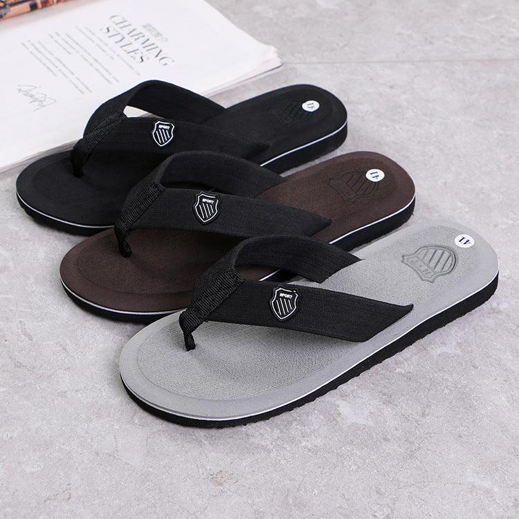 Men's Stevvex flip flops, casual sandals with arch support, 3 colors black brown gray on Tampa Home & Garden Store