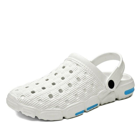 Stevvex white perforated rubber garden clogs with back strap, lightweight slip-on sandals on Tampa Home & Garden Store