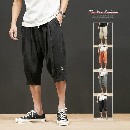Stevvex men's knee-length black jogger shorts with pockets and embroidery, casual bottoms on Tampa Home & Garden Store