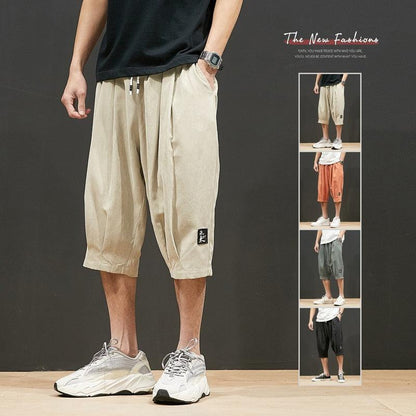 Stevvex men's beige knee-length jogger shorts with breathable fabric and pockets on Tampa Home & Garden Store