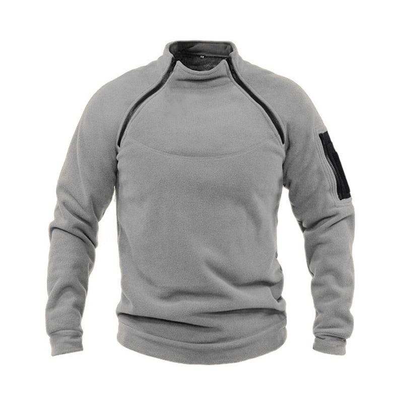 Men's fleece jacket Stevvex gray lightweight windproof outdoor coat with zip sleeve pocket on Tampa Home & Garden Store