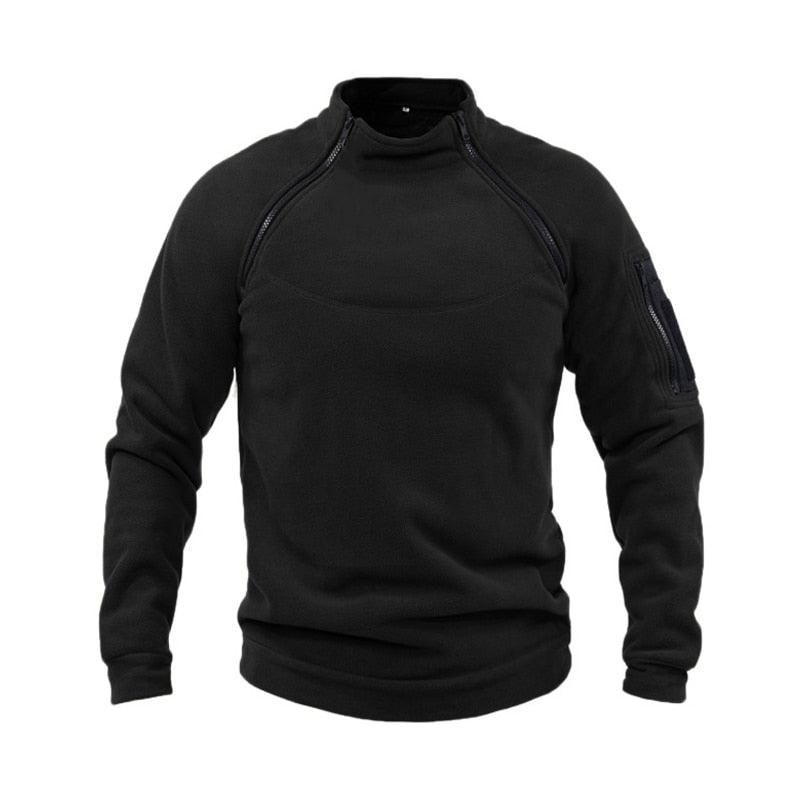 Men's black fleece jacket with stand collar and zip detailing for outdoor wear on Tampa Home & Garden Store