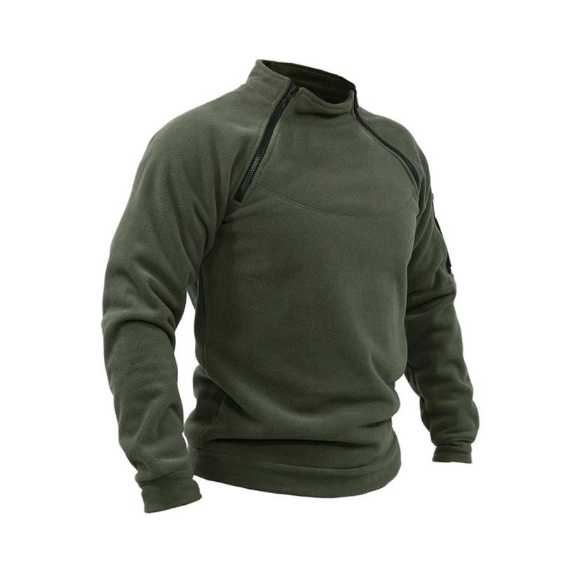 Men's olive green fleece jacket by Stevvex with chest zip windproof casual coat on Tampa Home & Garden Store