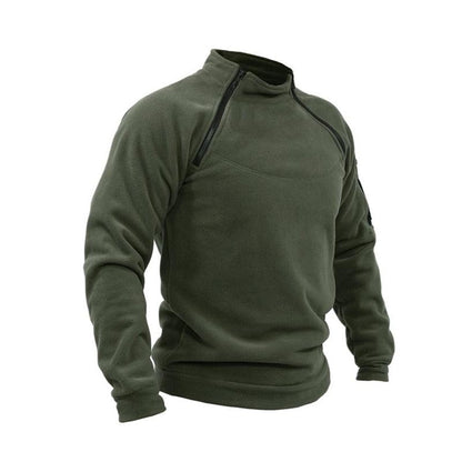 Men's olive green fleece jacket by Stevvex with chest zip windproof casual coat on Tampa Home & Garden Store