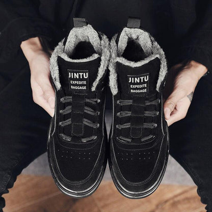 Men Winter Fur Lined Snow Boots Water Resistant
