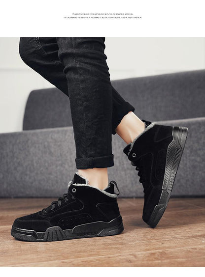 Men Winter Fur Lined Snow Boots Water Resistant