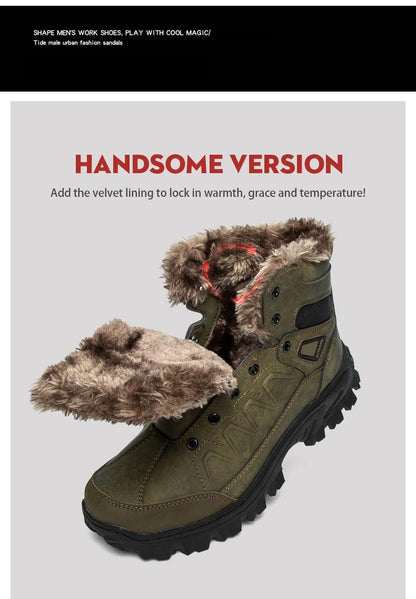 Stevvex olive green winter waterproof boot with fur lining and lug sole on Tampa Home & Garden Store