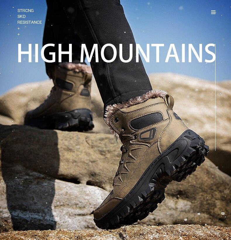 Stevvex men's winter snow boots khaki leather with fur-lined interior and rugged outsole on Tampa Home & Garden Store