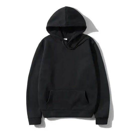 Stevvex black hooded fleece sweatshirt with front pocket on Tampa Home & Garden Store