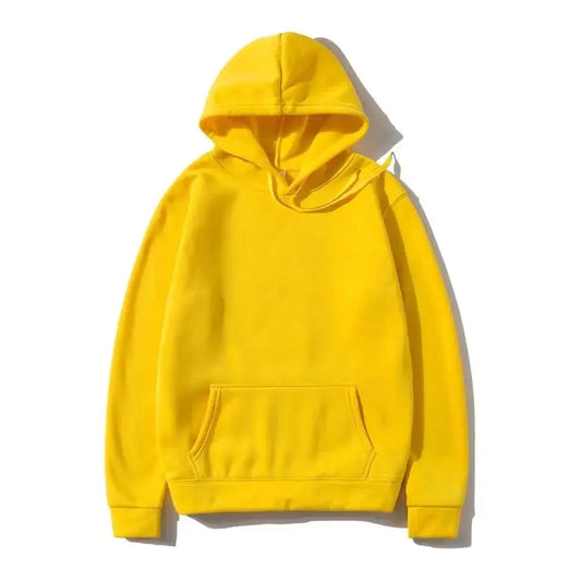 Stevvex yellow hooded sweatshirt fleece with front kangaroo pocket, casual loose fit on Tampa Home & Garden Store