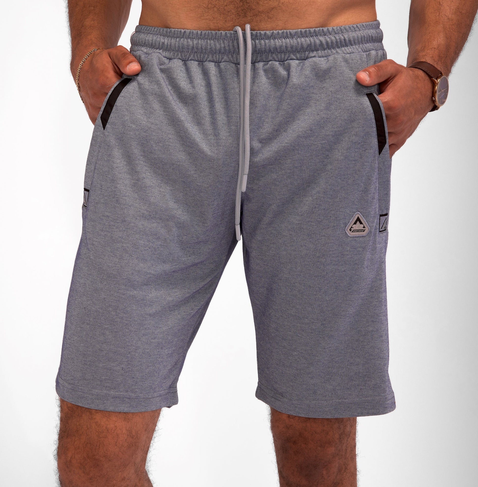 Urban Stride shorts SCR Sportswear gray with drawstring and black trim pockets 11in inseam on Tampa Home & Garden Store