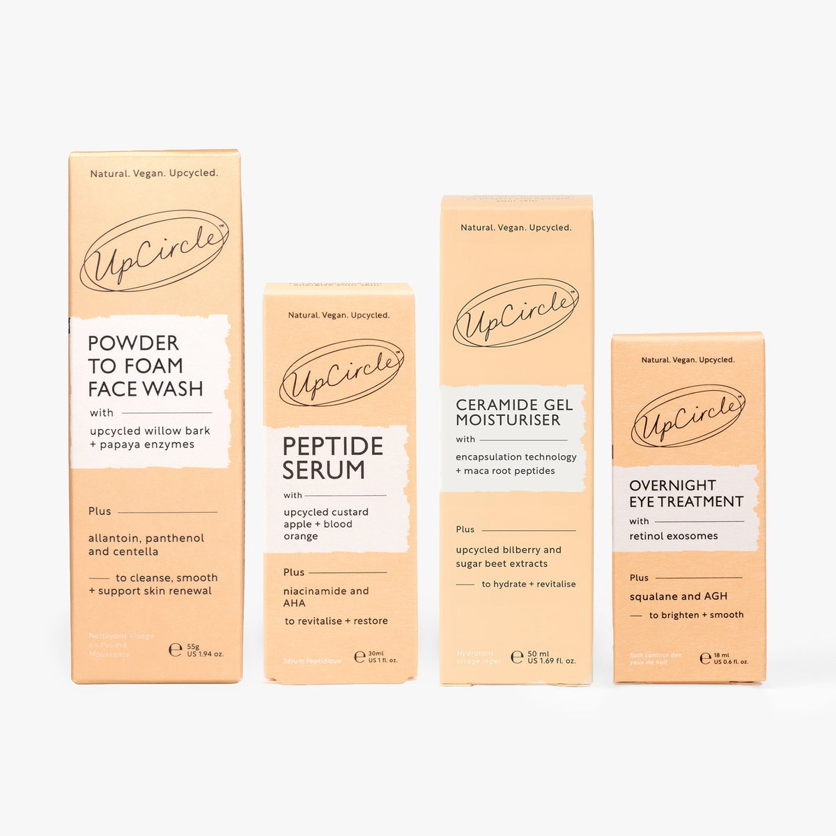 UpCircle Menopause Skin Set skincare kit with 5 peach boxes natural vegan upcycled packaging on Tampa Home & Garden Store