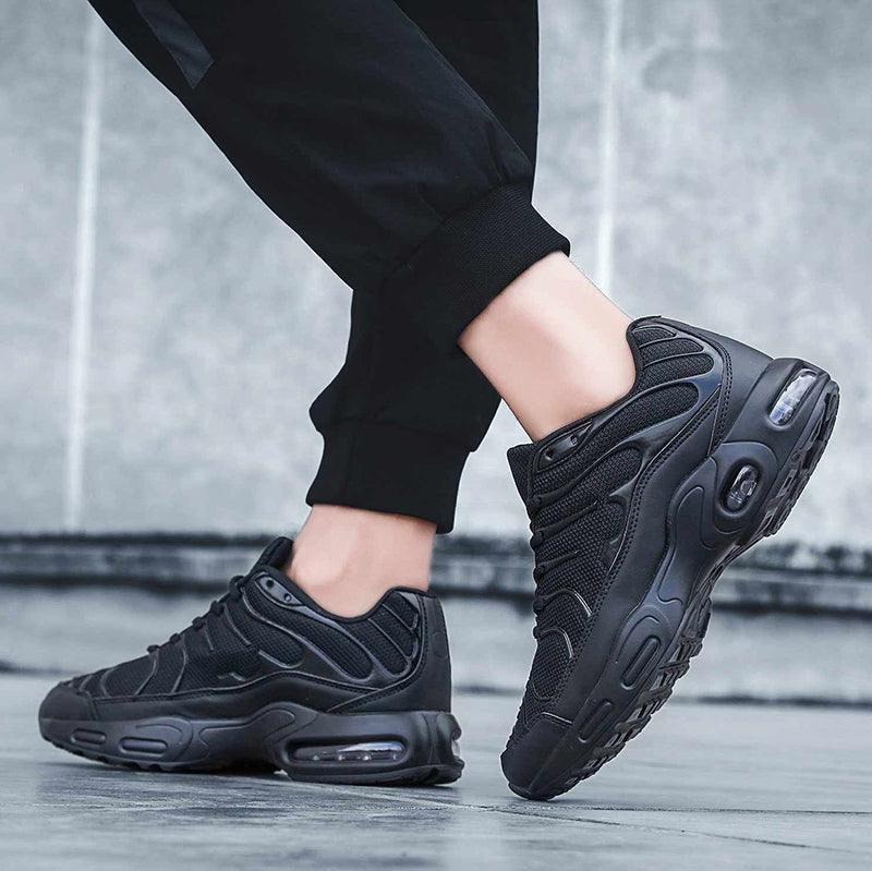 Stevvex men's athletic shoes pair black mesh running sneakers with air cushion sole on Tampa Home & Garden Store