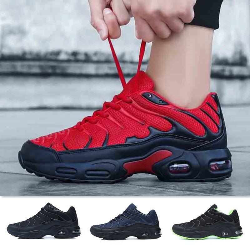 Stevvex men's air cushion mesh running shoes red upper with black sole 4 color options on Tampa Home & Garden Store