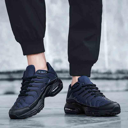 Mens Stevvex athletic running shoes navy blue mesh upper with air cushion sole on Tampa Home & Garden Store