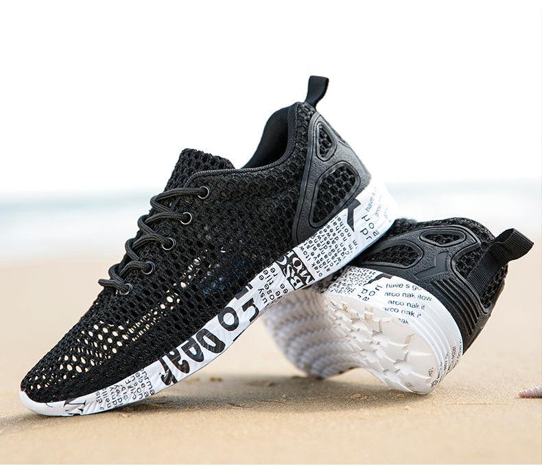 Stevvex men's aqua breathable water shoes black mesh upper quick-dry athletic sneakers non-slip on Tampa Home & Garden Store