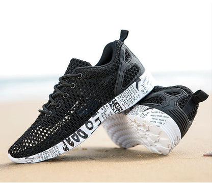 Stevvex men's aqua breathable water shoes black mesh upper quick-dry athletic sneakers non-slip on Tampa Home & Garden Store