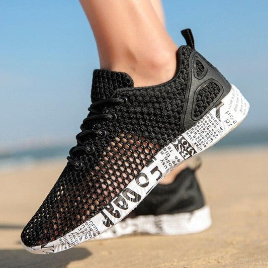 Stevvex Mens black breathable mesh water shoes, quick-dry, non-slip athletic sneakers on Tampa Home & Garden Store