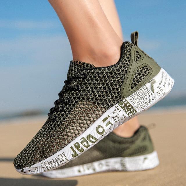 Stevvex men's aqua mesh water shoes, quick-dry breathable olive green athletic sneakers on Tampa Home & Garden Store